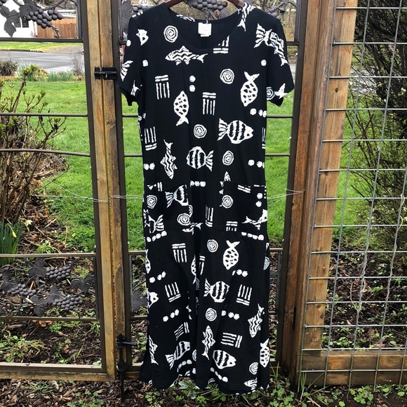Donna Dresses & Skirts - Donna black and white cotton fish print maxi dress size L